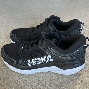 Men’s Hoka Bondi 7 Black & White Excellent Like New Condition Size 13